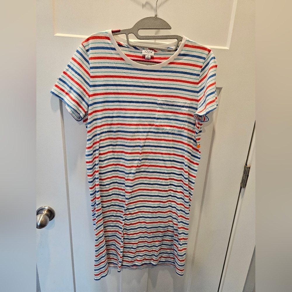 J.Crew Striped T-Shirt Dress 100% Cotton Pocket Tee Dress Women’s Small